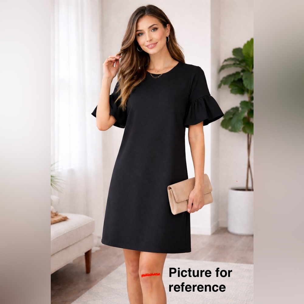 Los Anos Black Flutter Sleeve Shift Dress – Size Large